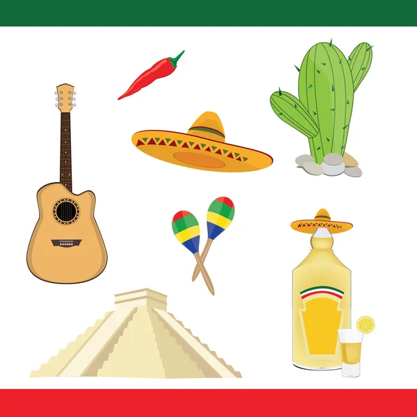 Messico icone — Vettoriale Stock