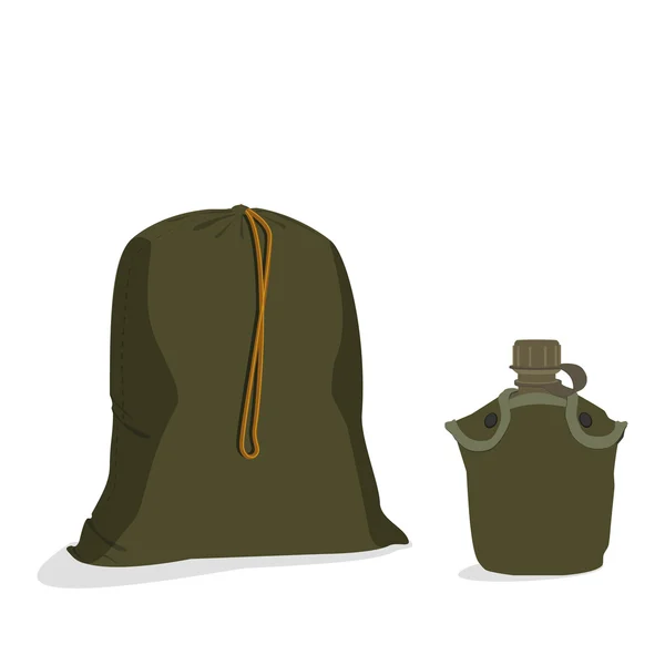 Sac militaire et cantine — Image vectorielle