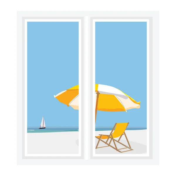 Window seascape vector — Stock Vector