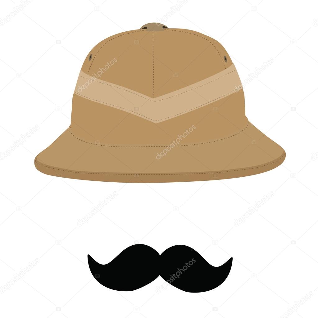 Safari hat and mustache