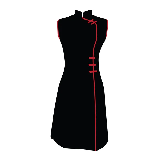 Zwarte chinese jurk — Stockvector