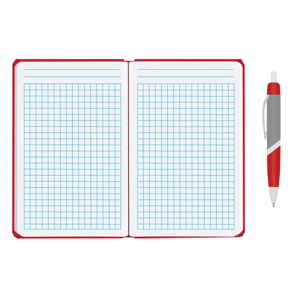 Ноутбук с ручкой — стоковый вектор