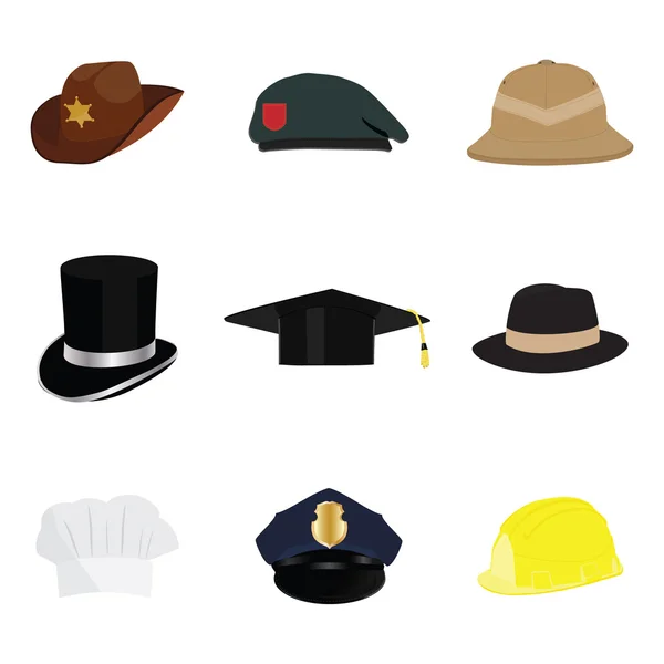 Sombrero icono conjunto — Vector de stock