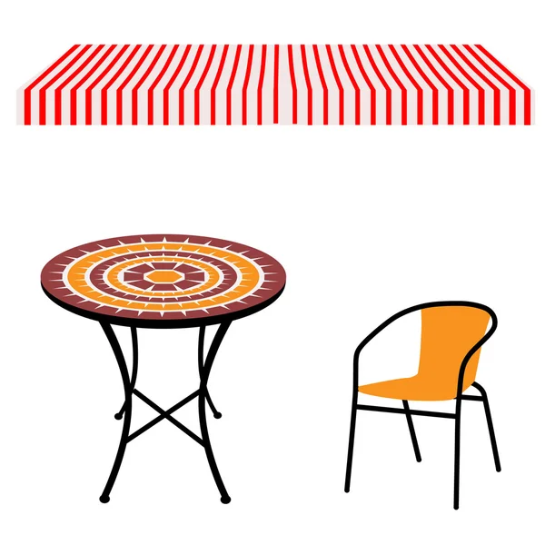 Table, chair and awning — Stock Image Table, chair and awning Stock Photo