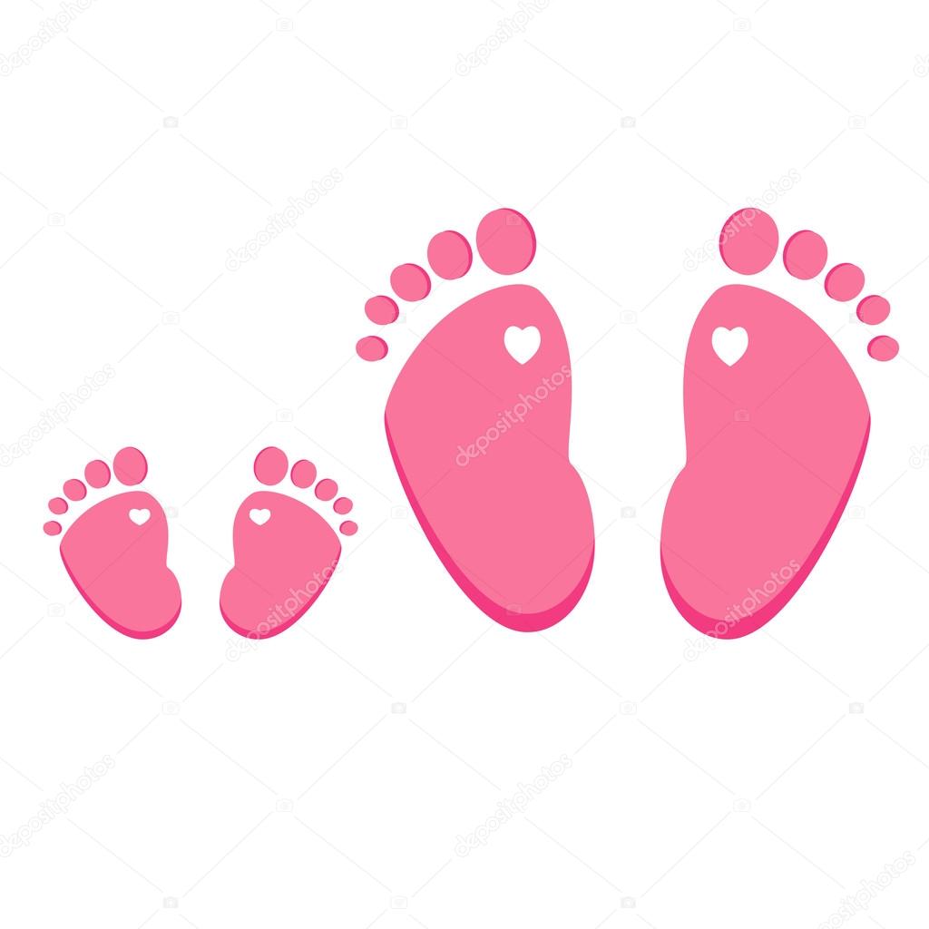 Pink baby and adult footprint