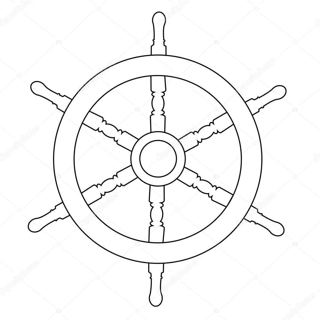 Ship wheel outline drawings