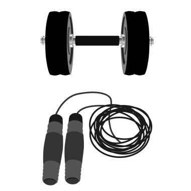 Dumbbell and jumping rope clipart