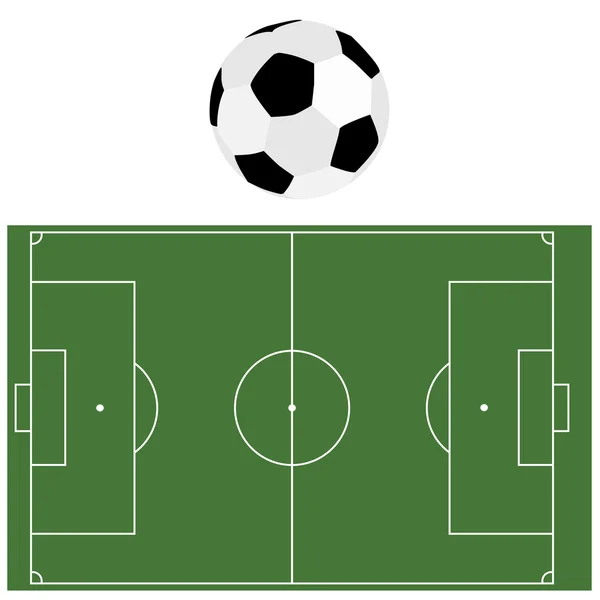 Fotbalové míče a fotbalové hřiště — Stock fotografie