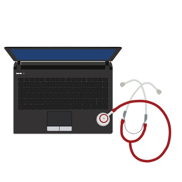 Laptop en stethoscoop — Stockfoto