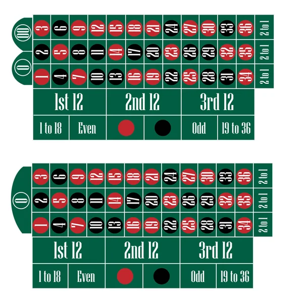 Tabela de roleta americana e europeia — Fotografia de Stock