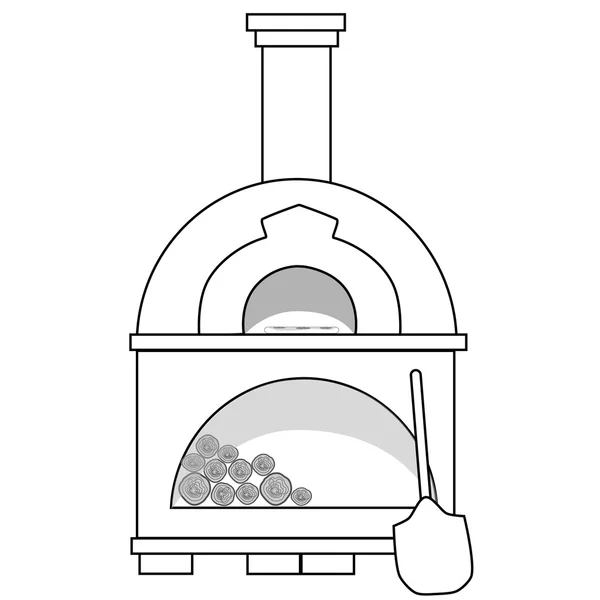 Pizza oven outline drawins — Stock Photo, Image