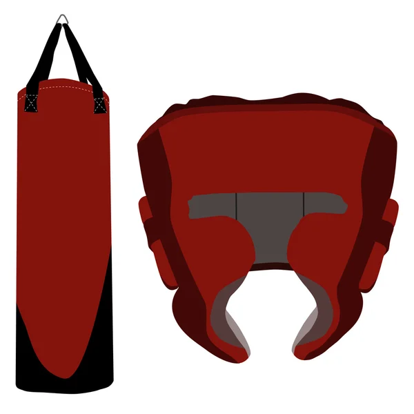 Boxing bag and helmet — Stock Photo, Image