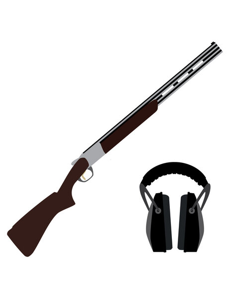 Skeet rifle and headphones for shooting