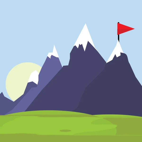 Bandeira na montanha —  Vetores de Stock