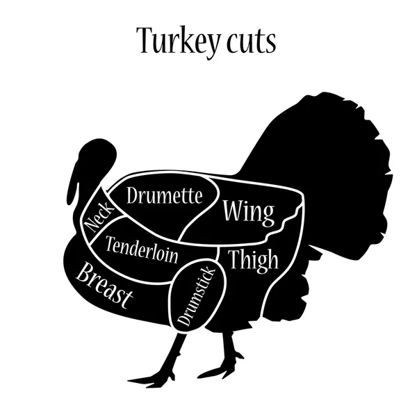 Turchia tagli grafico — Vettoriale Stock