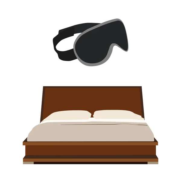 Bed and sleeping mask — Stock Vector