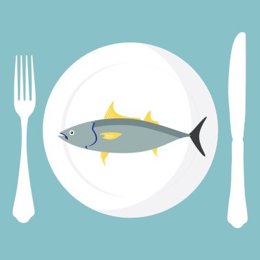 Ton balığı plaka üzerinde