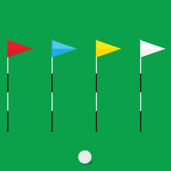 Drapeaux et balle de golf — Image vectorielle