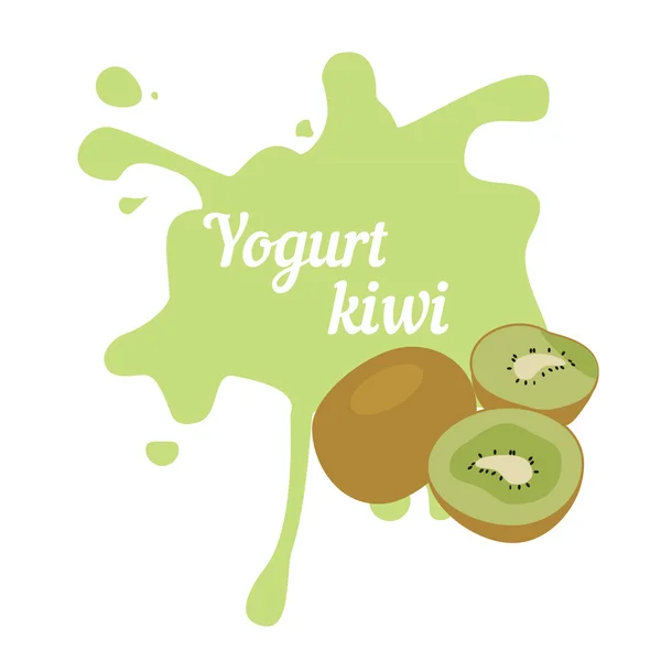 Salpicadura de yogur kiwi — Vector de stock