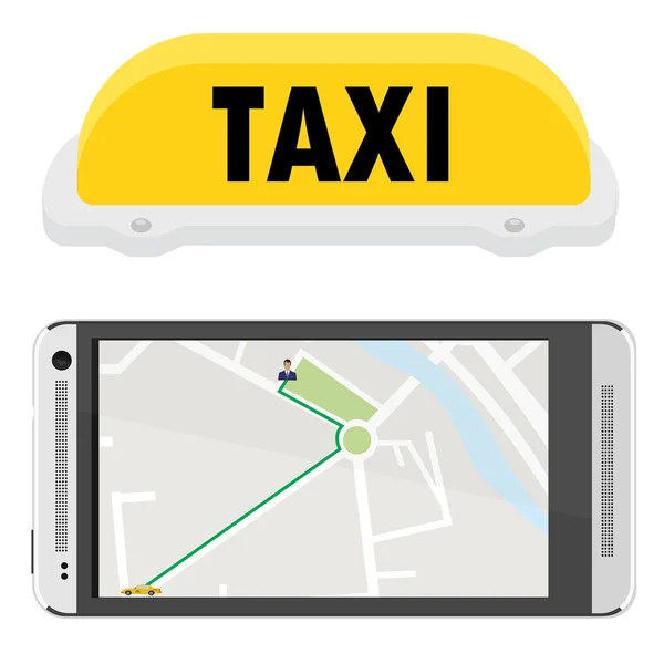 Смартфон з мобільним додатком для бронювання таксі — стоковий вектор