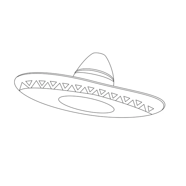 Meksika şapka anahat çizimler — Stok fotoğraf