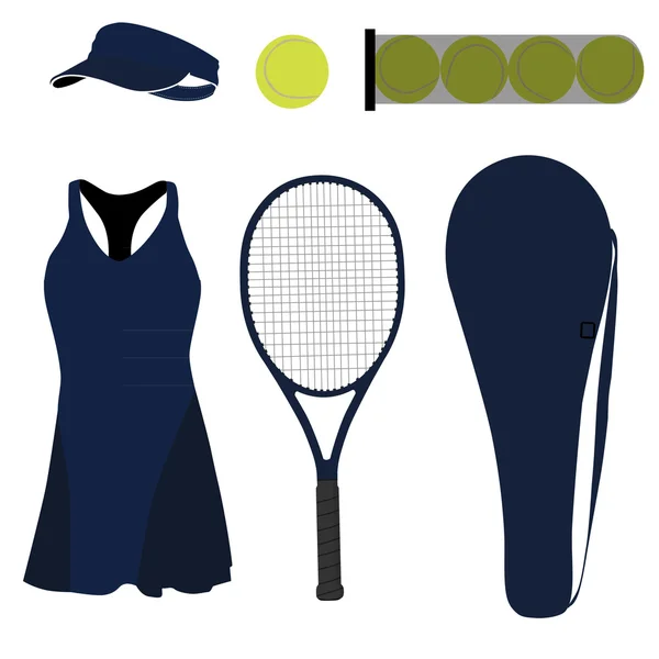 Blauwe tennis instellen zes items — Stockfoto