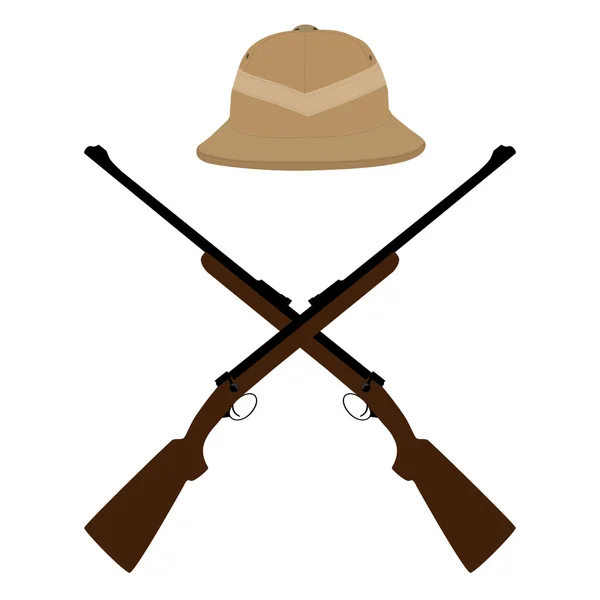 Safari hoed en gekruiste geweren — Stockfoto