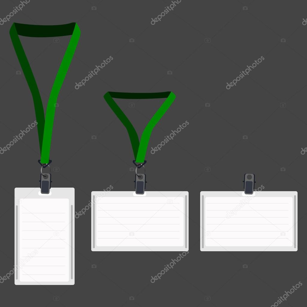 Three white lanyard with green holder