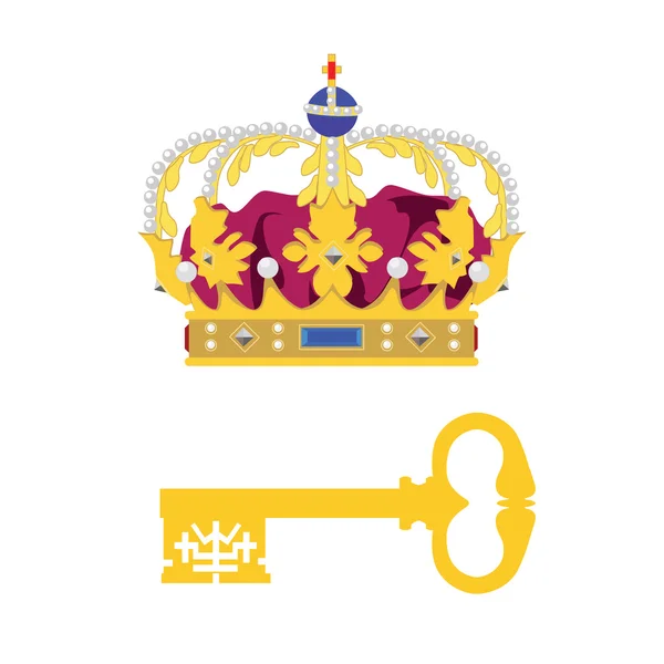 Kroon en sleutel — Stockfoto