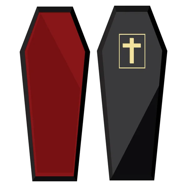 Чорна труна з хрестом — стоковий вектор