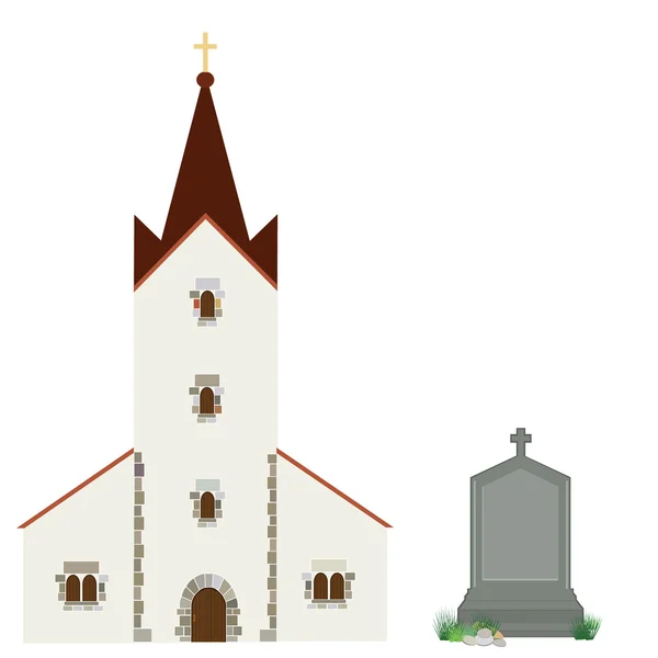 Igreja e lápides —  Vetores de Stock