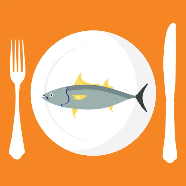 Tuna fish on plate — Stock Vector