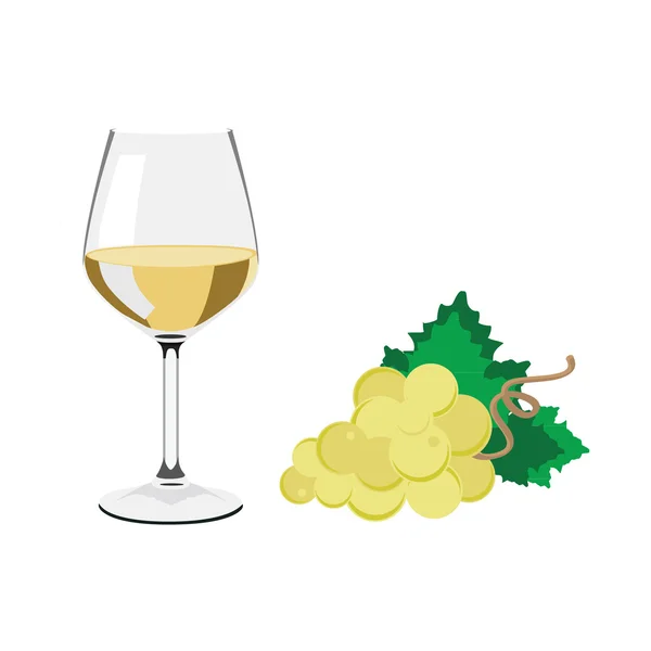 Бокал вина и виноград — стоковый вектор