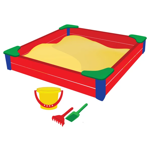 Sandbox wih giocattoli bambino — Vettoriale Stock