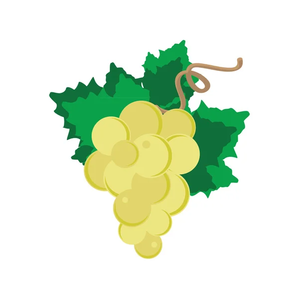 Белый виноград с листьями — стоковый вектор