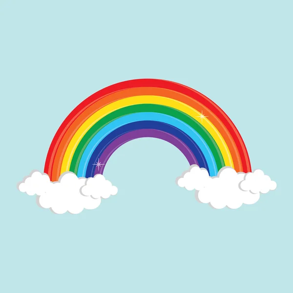 Regenboog en wolken in de lucht — Stockvector