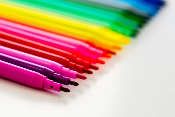 Back to school supplies, bright colored markers — Stock Photo, Image