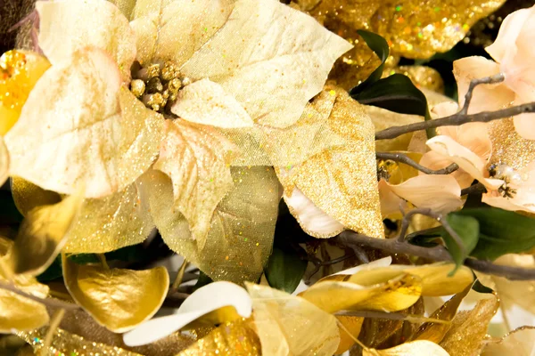 Christmas decorations - gold Poinsettia — Stock Photo, Image