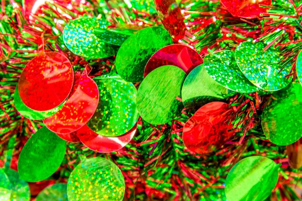 Christmas decorations - red and green garland with circles — Stock Photo, Image