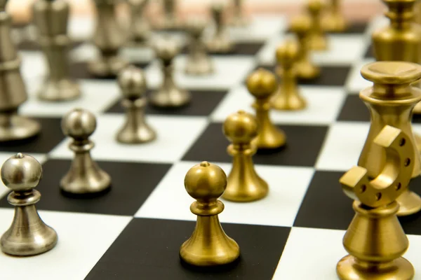 Gry w szachy - pionki w rzędach, w kolejce — Zdjęcie stockowe