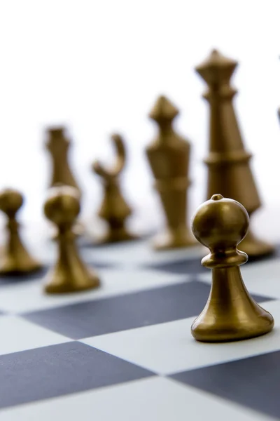 Partita a scacchi - vista dei pezzi giocati sulla scacchiera — Foto Stock