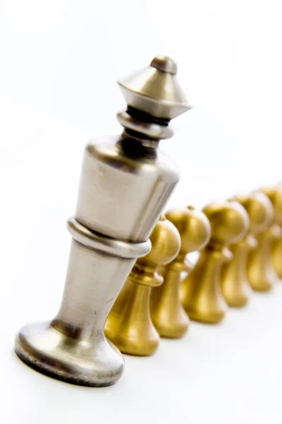 Chess game - King with a line of pawns — Stock Photo, Image