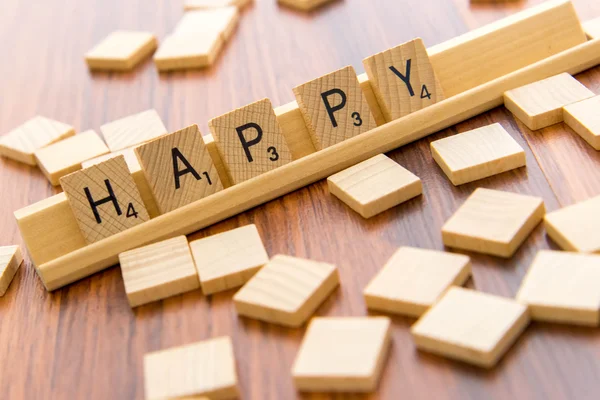 Cartas Scrabble - HAPPY — Fotografia de Stock