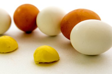 kahverengi ve beyaz yumurta ve sarısı