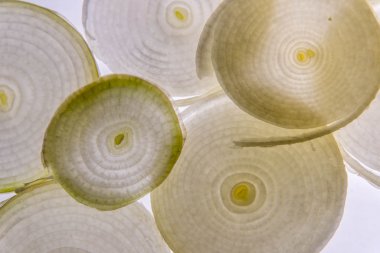 arkadan aydınlatmalı beyaz soğan dilimi