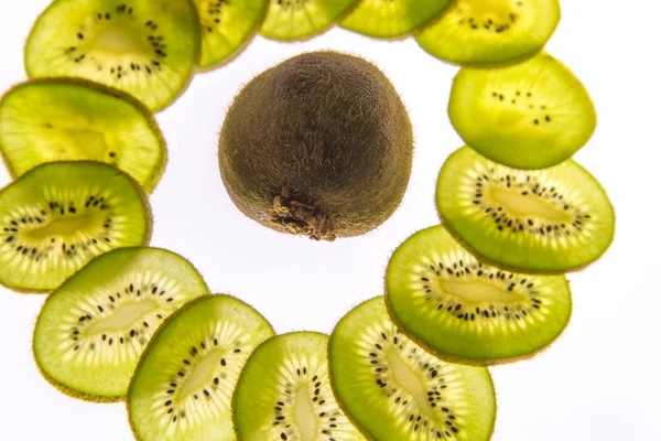 Podsvícený plátky kiwi — Stock fotografie