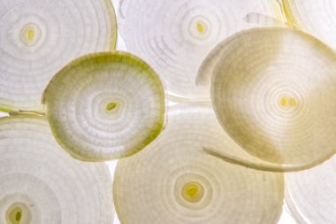 arkadan aydınlatmalı beyaz soğan dilimi