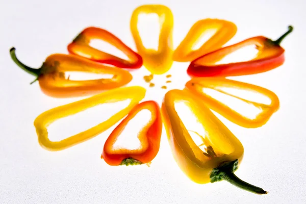 Pimientos picantes amarillos, rojos y anaranjados —  Fotos de Stock