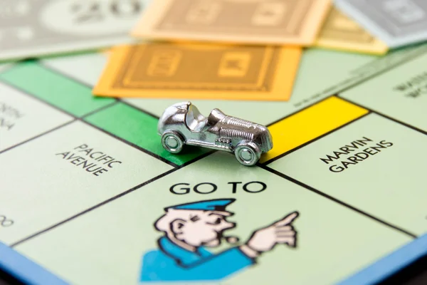 February 8, 2015: Houston, TX, USA.  Monopoly car on Go To Jail — Stock Photo, Image