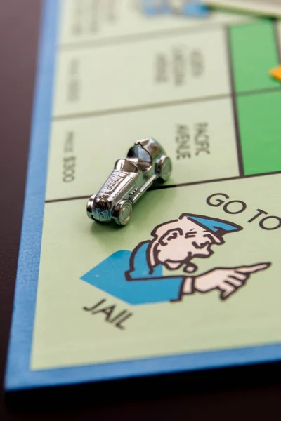 February 8, 2015: Houston, TX, USA.  Monopoly car on Go To Jail — Stock Photo, Image
